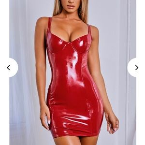 Red latex/vinyl dress